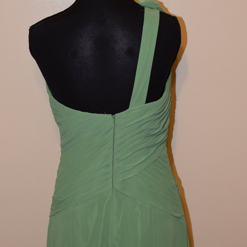 David's Bridal Moss Green One Shoulder Formal Chiffon Dress Bridesmaid Wedding 6 - Picture 7 of 12